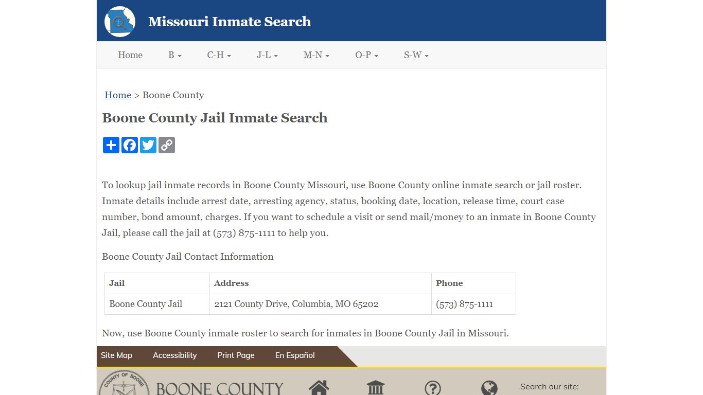 Boone County Jail Inmate Search